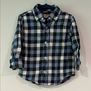 GYMBOREE Infant 18-24mo Plaid Flannel Button Down Long Sleeve Shirt Blue White